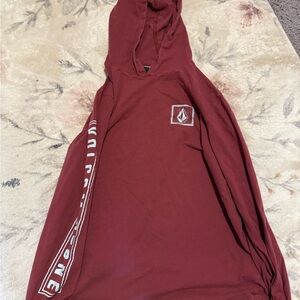 Volcom Deep Red long sleeve t shirt with hood